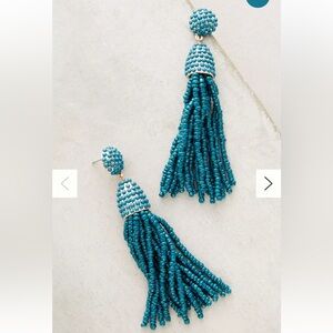 Anthropologie Vibrant Blue Beaded Tassel Earrings